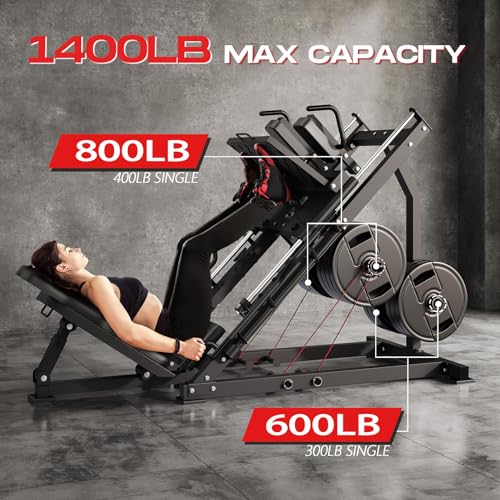 KUNRAM Adjustable Leg Press Hack Squat Machine for Home Gym Black