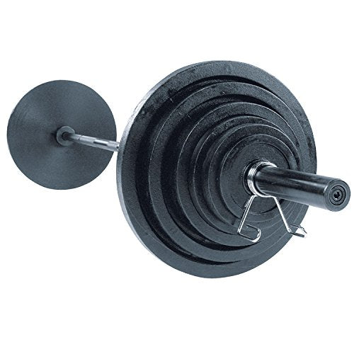 Body-Solid (OSB400) Olympic Weight Plate Set with Bar Black
