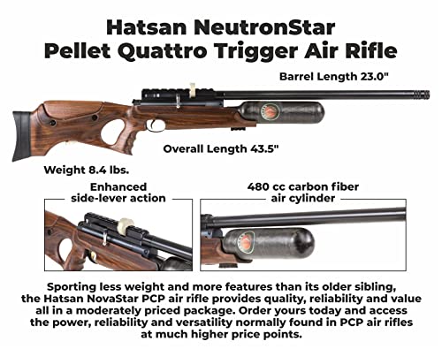 Hatsan NeutronStar Air Rifle .22 Cal Bundle with 250ct Pellets and 100x Targets Black