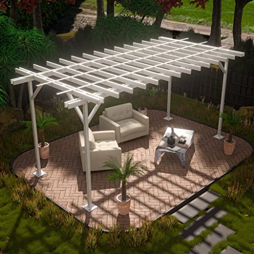 Four Seasons Outdoor Living Solutions Free-Standing High-Grade Pergola Aluminum White 20WX10DX9H