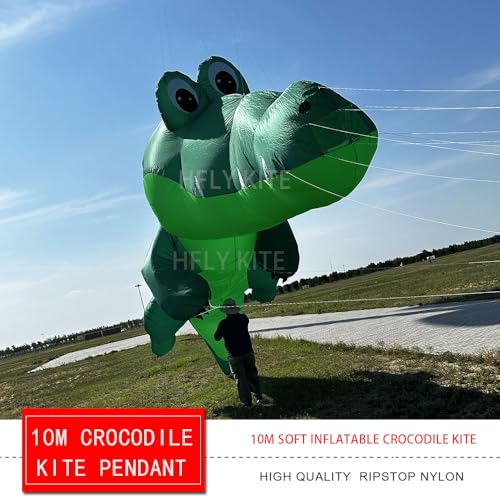 Yingfeida Large 10m Green Crocodile Inflatable Kite Ripstop Nylon