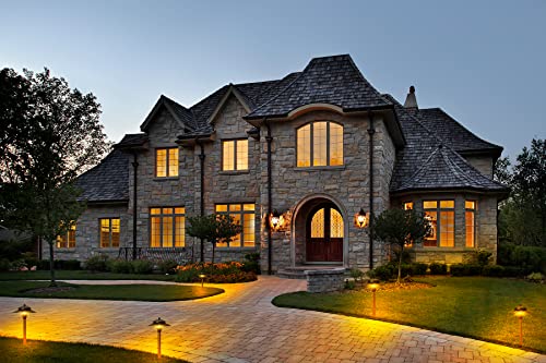 LawnShine Premium Brass Landscape Lighting Kit - 4 Path Lights, 6 Spot Lights with LED Bulbs Bronze