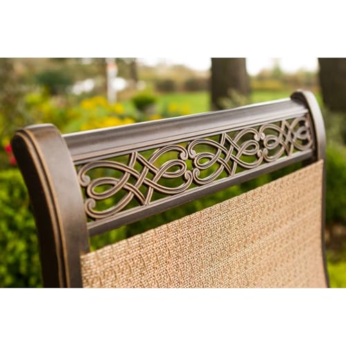 Hanover Manor 5-Piece Outdoor Dining Set Rust Resistant Aluminum Patio Set for 4 with 360 Degree Swivel Rockers Cast/Sling