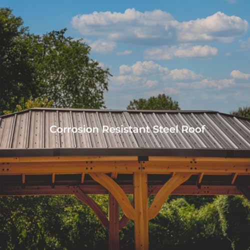 Backyard Discovery Barrington 20' x 12' Cedar Wood Gazebo Pavilion Light Brown