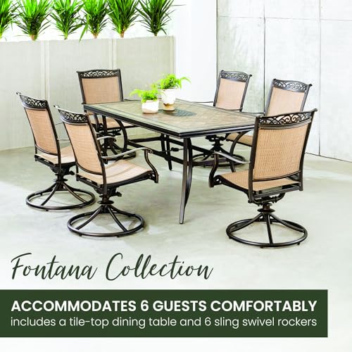 Hanover Fontana 7-Piece Patio Dining Set Tan