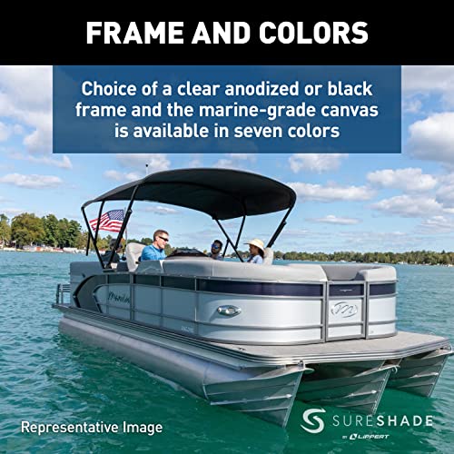 SureShade Power Bimini Electric Shade System for Pontoon Boats 92-102" Wide Burgundy Bimini/Silver Frame