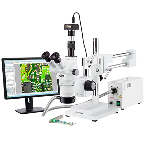 AmScope Digital Trinocular Stereo Zoom Microscope 0.67X-4.5X White