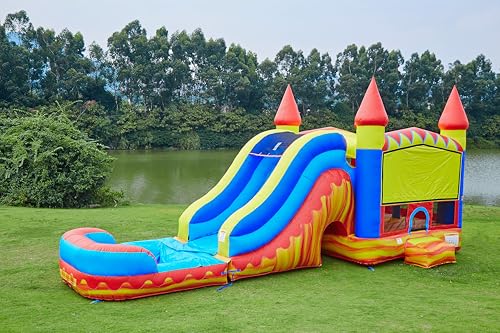 JumpOrange Commercial Inflatable Turbo Blaze Titan Bounce House Slide Combo Blue/Red/Yellow