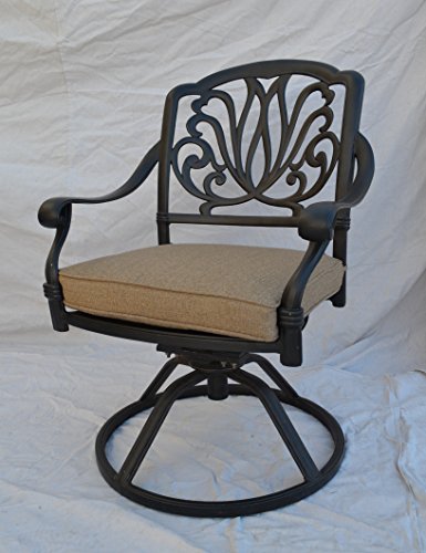 theWorldofpatio Elizabeth 9pc Cast Aluminum Dining Set with Propane Fire Pit - Antique Bronze