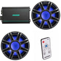 KICKER MWF 12-Inch Premium Marine Subwoofer & 48KMA6004 Marine Amp Bundle with LED Remote