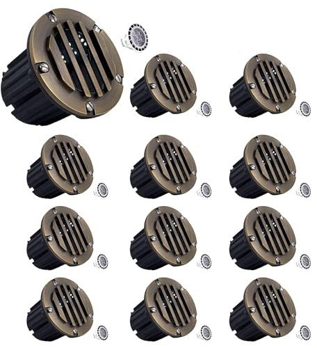 MIK Solutions LED Spot Lights Outdoor Landscape Lighting 112 Solid Brass In Ground Light with 7W LED Bulb Bronze Brass (12 Pack)