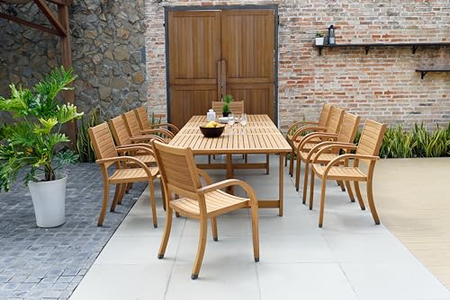 Amazonia Arizona Patio Stacking Chairs Set of 4 Teak Finish