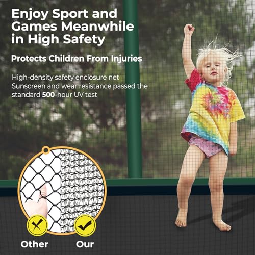 Tatub 8x14 Ft Rectangle Trampoline with Net Green