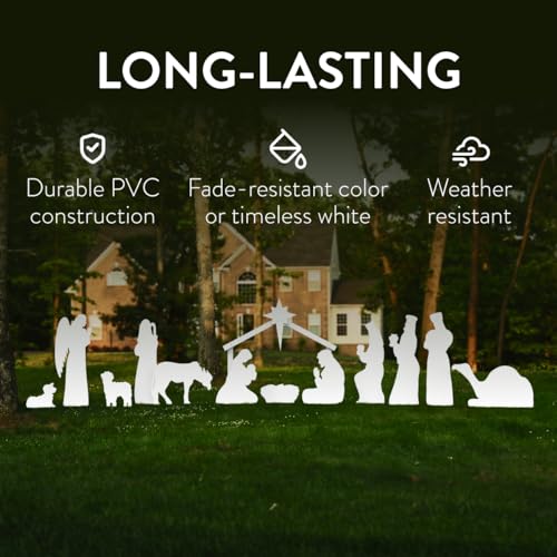 Outdoor Nativity Store Complete Weatherproof Nativity Scene Set - 12 Figures for Outdoor Christmas Decoration - Large, White