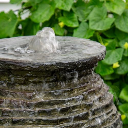 Aquascape 24 Inch Stacked Urn Kit Outdoor Fountain Slate Gray