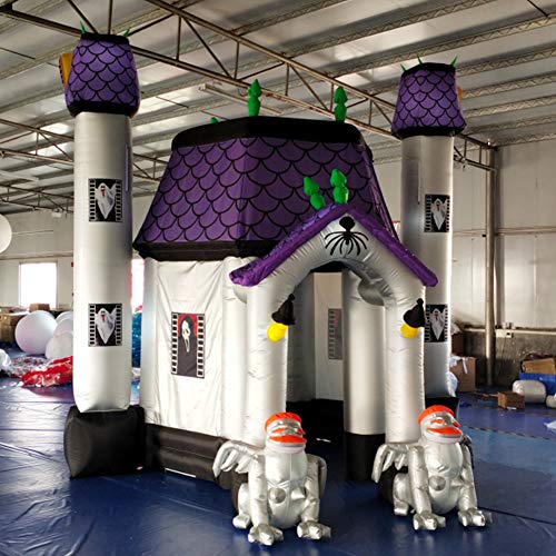 SAYOK 13.12ft Tall Inflatable Halloween Haunted House with Gargoyle and Lights White
