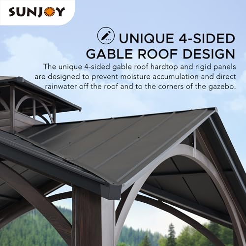Sunjoy 12.5x12.5 ft. Hardtop Gazebo Aluminum & Galvanized Steel Black