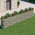 Gabion Raised Bed Galvanized Iron 212.6"x19.7"x39.4" with Self-Watering Ceramic Pot for Indoor/Outdoor Plants White Black Other