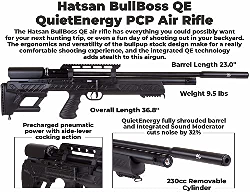 Wearable4U Hatsan BullBoss QE .177 Cal Air Rifle Bundle with Scope, Targets, Pellets & Hard Case