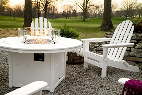 Polywood Classic Folding Adirondack 6-Piece Conversation Set with Fire Pit Table Slate Grey