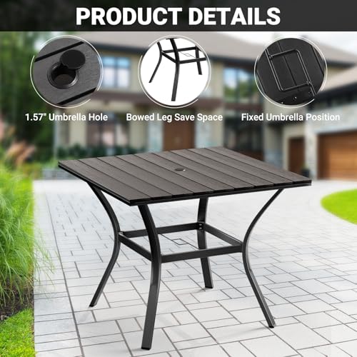 LEVELEVE 5 Piece Outdoor Patio Dining Set with 4 Swivel Chairs & Round Table Blue