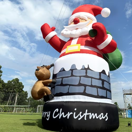 Inflantteble 33FT Giant Inflatable Santa Outdoor Christmas Decoration Red