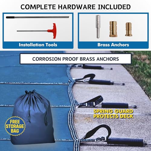 Freetime Fun Solid Winter Inground Pool Cover 16x32ft Blue