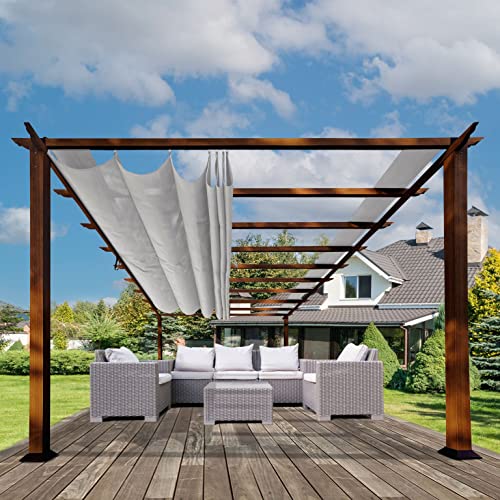 Paragon Outdoor 11'x11' Florence Aluminum Pergola with Retractable Gray Canopy