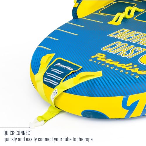 NorEast Outdoors Paradise Water Sports - Emerald Coast Towable Tube for Boating - 1-3 Riders Blue/Yellow