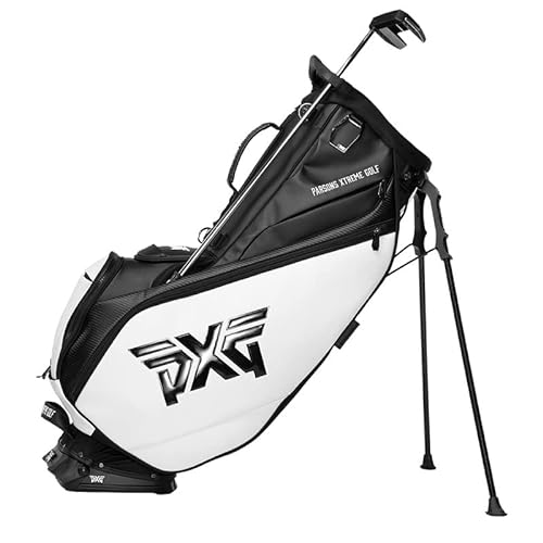 PXG Hybrid Golf Carry Bag with Stand, 4-Point Single Carry Straps - Black/White