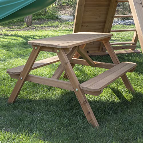 Backyard Discovery Endeavor II Cedar Swing Set Playset Green Wave Slide