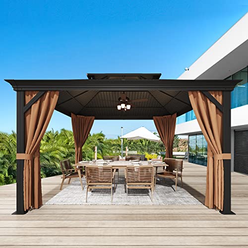 Greesum 10'x12' Hardtop Metal Gazebo Black