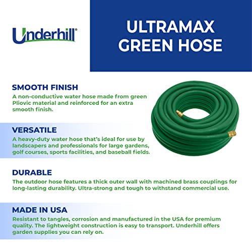 Underhill UltraMax Commercial Garden Water Hose 125 ft Heavy-Duty Anti-Kink Green
