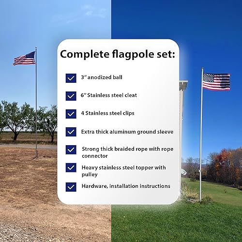 Telepole Manufacturing Inc 7000-T8 Aluminum 28' Sectional Flagpole Silver