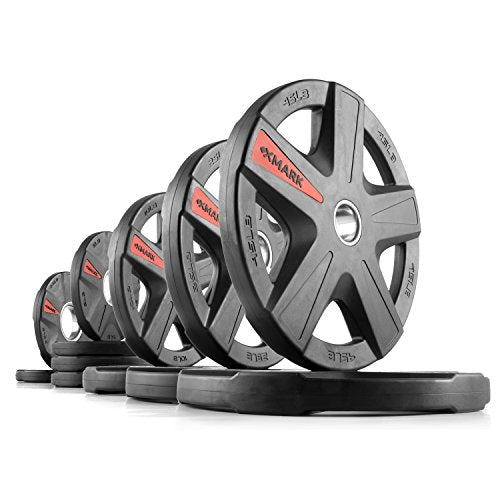 XMark Olympic Weight Set 185 lb TEXAS STAR Rubber-Coated Bar & Weight Set Black