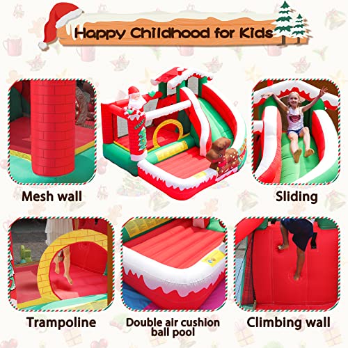 SunSports Christmas Bounce House with Slide Red/Green/White