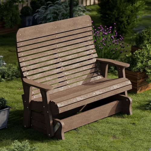 Wildridge Signature Double Glider Outdoor Weather Resistant Poly Bench Tudor Brown