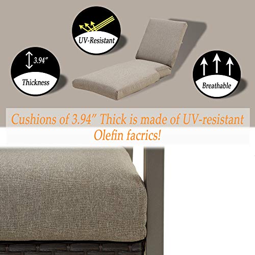 PatioFestival Outdoor Wicker Rattan Chaise Lounge Chair Set with Adjustable Backrest, Grey