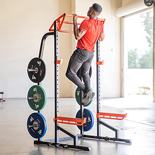 Sunny Health & Fitness Power Zone Half Rack Heavy Duty Performance Power Cage Black