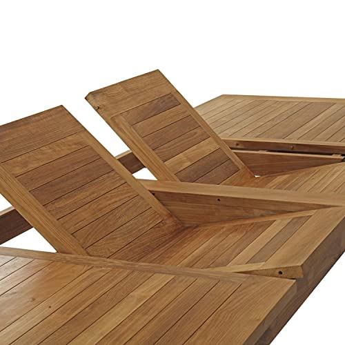 Modway Marina 11-Piece Premium Grade A Teak Wood Outdoor Patio Dining Furniture Set Natural White