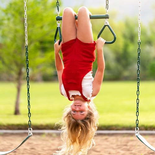 Lifetime Metal Swing Set for Kids Outdoor Heavy Duty Playset Green/Tan