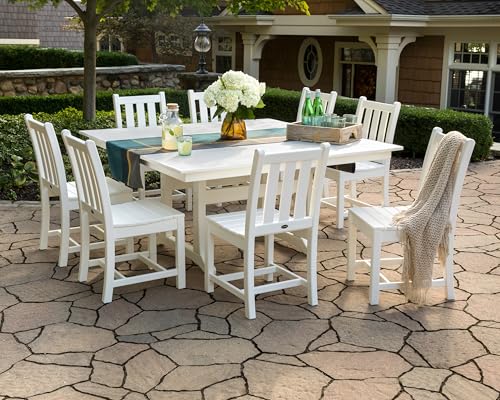 Polywood Traditional Garden 9-Piece Farmhouse Dining Set Slate Grey