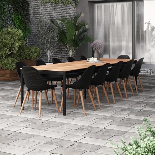 Brampton Bora 13-Piece Teak & Aluminum Outdoor Dining Set for 12 Black