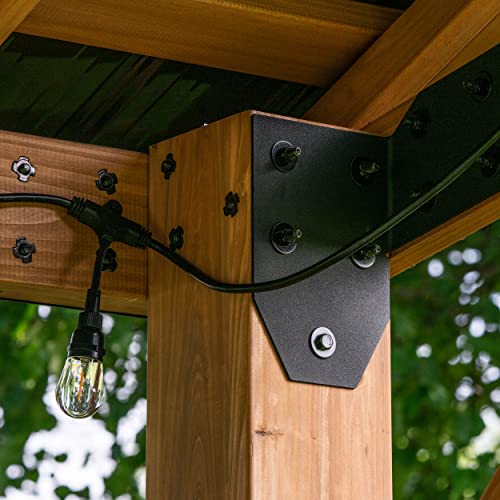 Backyard Discovery Norwood 14' x 12' Cedar Wood Outdoor Gazebo Pavilion Light Brown