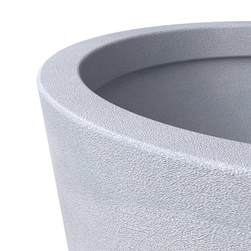 LeisureMod Pebble 4-Piece Fiberstone and MGO Clay Planter Set Mid-Century Modern Gray