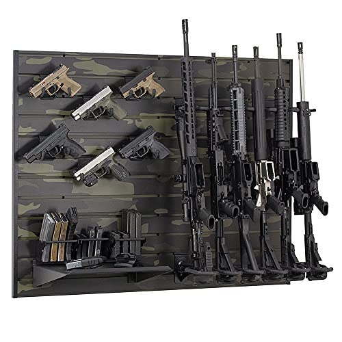 Hold Up Displays 12 Gun Rack for 6 Rifles and 6 Pistols Modular Slatwall Display System Black