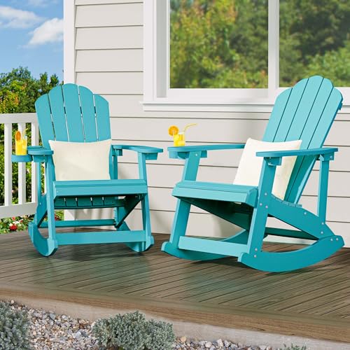 YITAHOME Outdoor Rocking Adirondack Chair Set of 4 Green