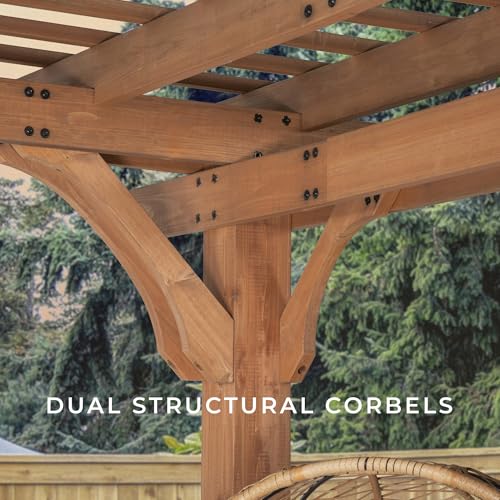 Backyard Discovery Beaumont 14' x 12' Cedar Wood Pergola Kit Light Brown
