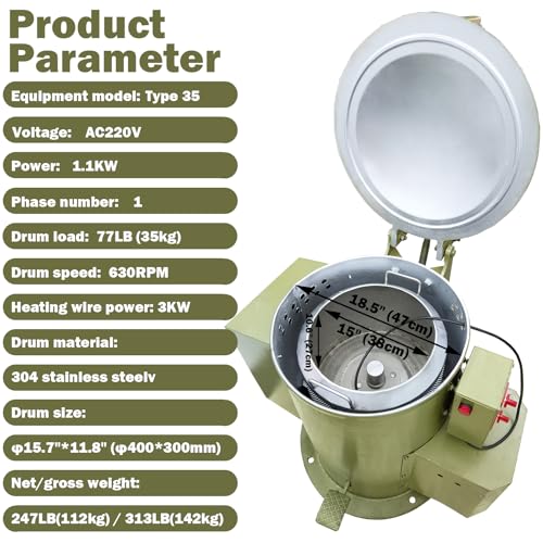 TECHTONGDA Industrial Dehydrator High Speed Centrifugal Drying Machine 77LB Capacity