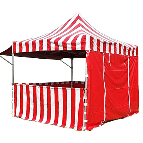 TentandTable Instant Carnival Outdoor Canopy Pop Up Tent with Side Walls 10x10 Red Striped Red